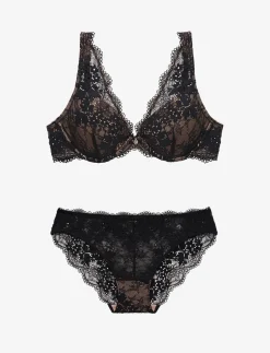 All Day Lace Uplift Plunge + Bikini Set